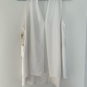 New with Tags Wilfred White Sleeveless V-Neck Hi Low Blouse Size L